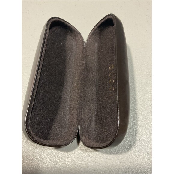 Gucci Hard Clam Shell Sunglasses Case, Dark Brown Genuine Leather - Picture 9 of 10